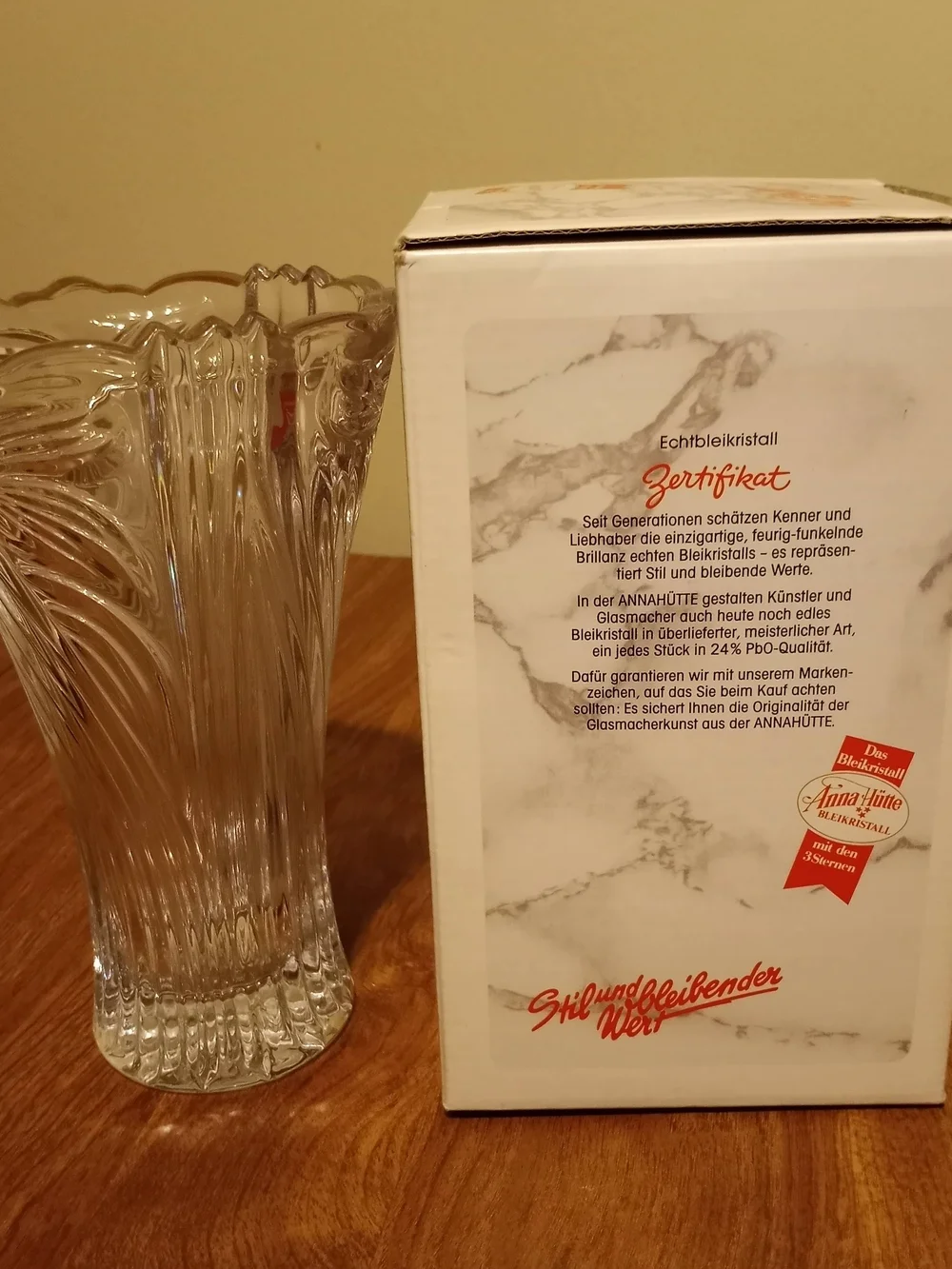 Anna Hutte Bleikristall Vase NIB